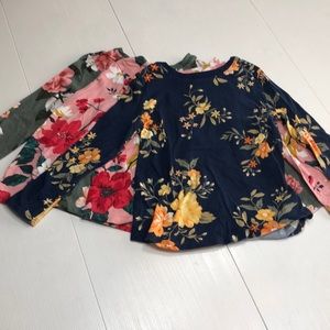 (3) floral long sleeve girl shirts - cute girls winter clothes